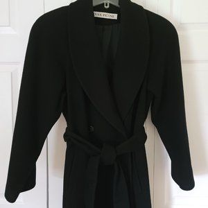 Vintage Evan Picone Long Black Wool Coat, Size 4